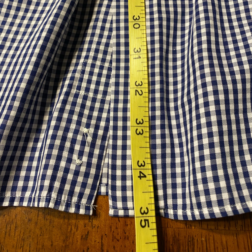 Peter Millar Crown Soft Navy & White Gingham cotton/silk blend shirt  Size 4X - Picture 8 of 10
